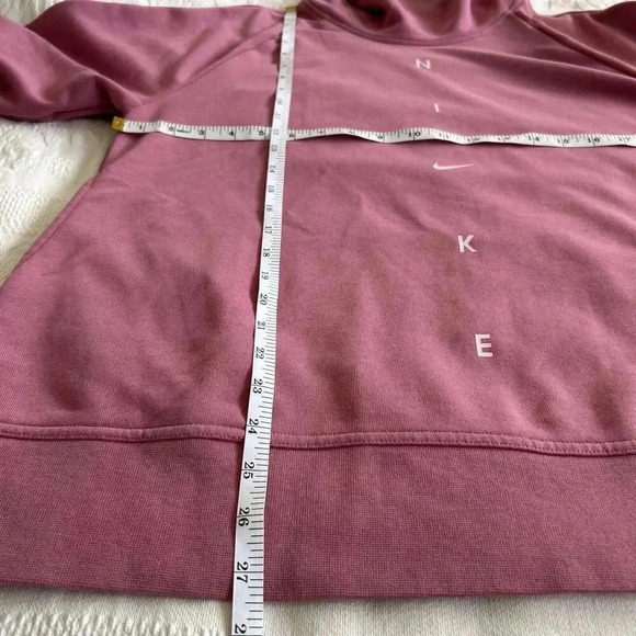 Nike Rose Pink Funnel Neck Turtleneck Tunic Sweatshirt Pockets Logo Women’s Sz L - Picture 8 of 15